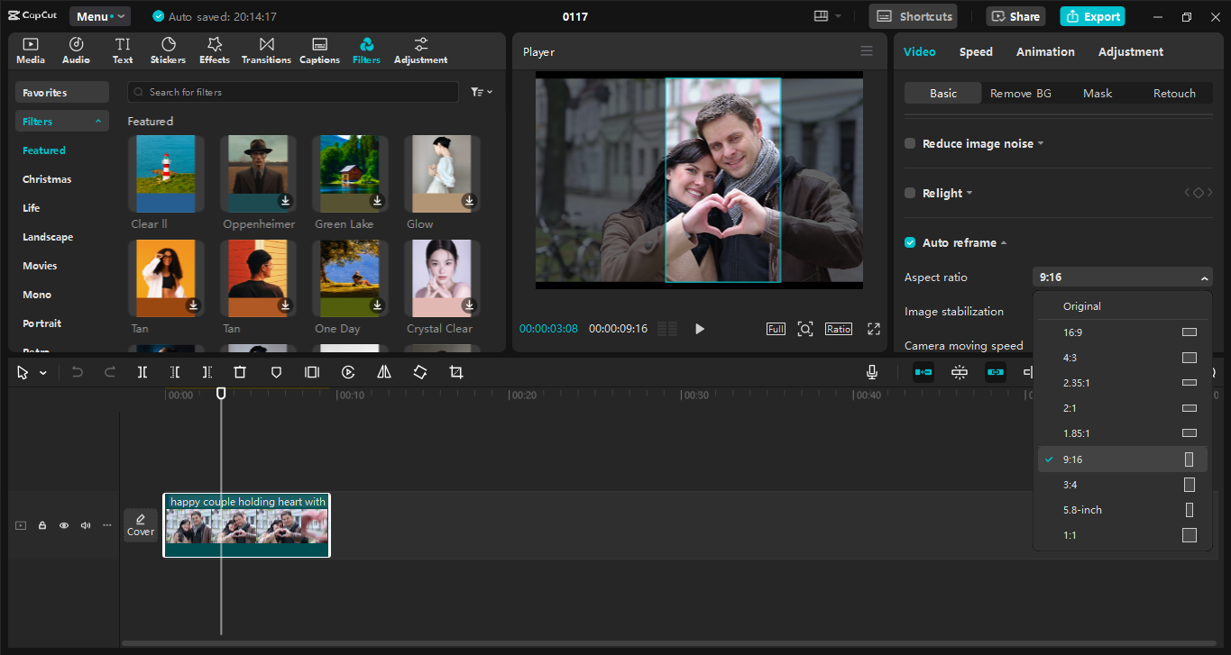 L'interfaccia dell' CapCut editor video desktop - lo strumento migliore per creare video in formato YouTube Shorts