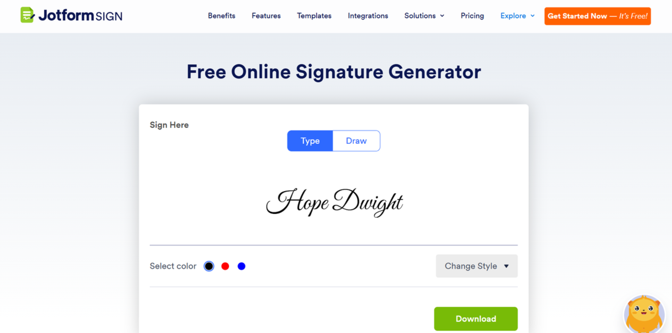 Generatore di firma a mano Jotform online
