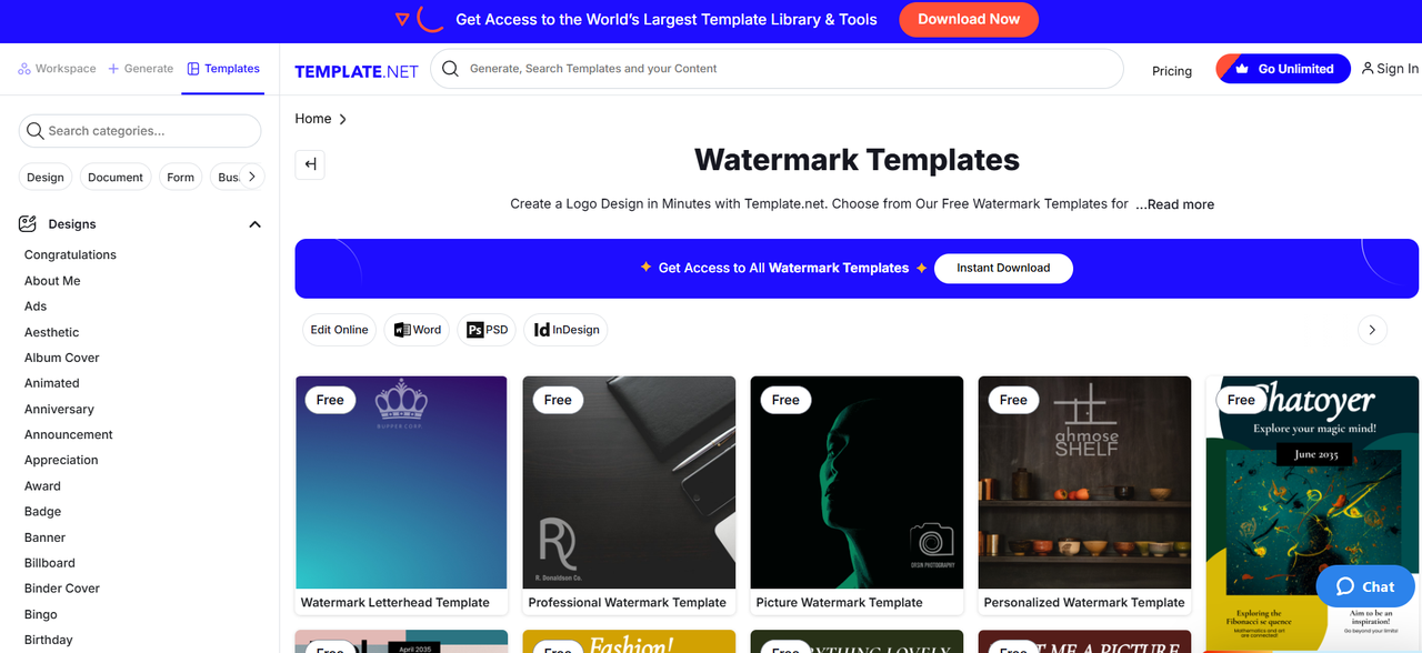 Jelajahi &amp; pilih template tanda air