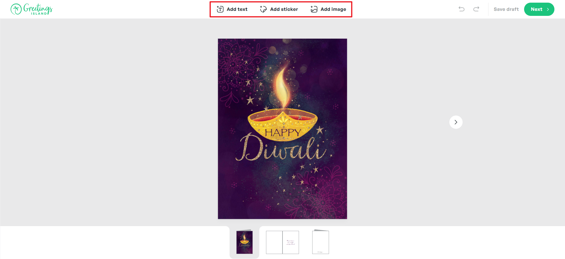online Diwali greeting card maker