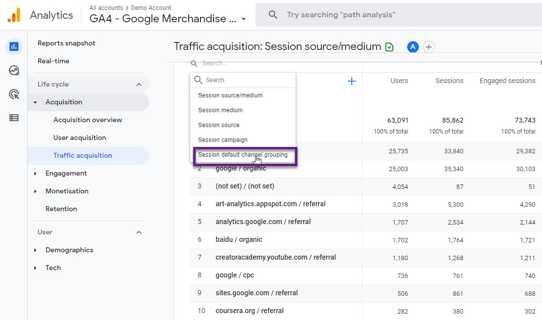 Classificação automática de tráfego no Google Analytics