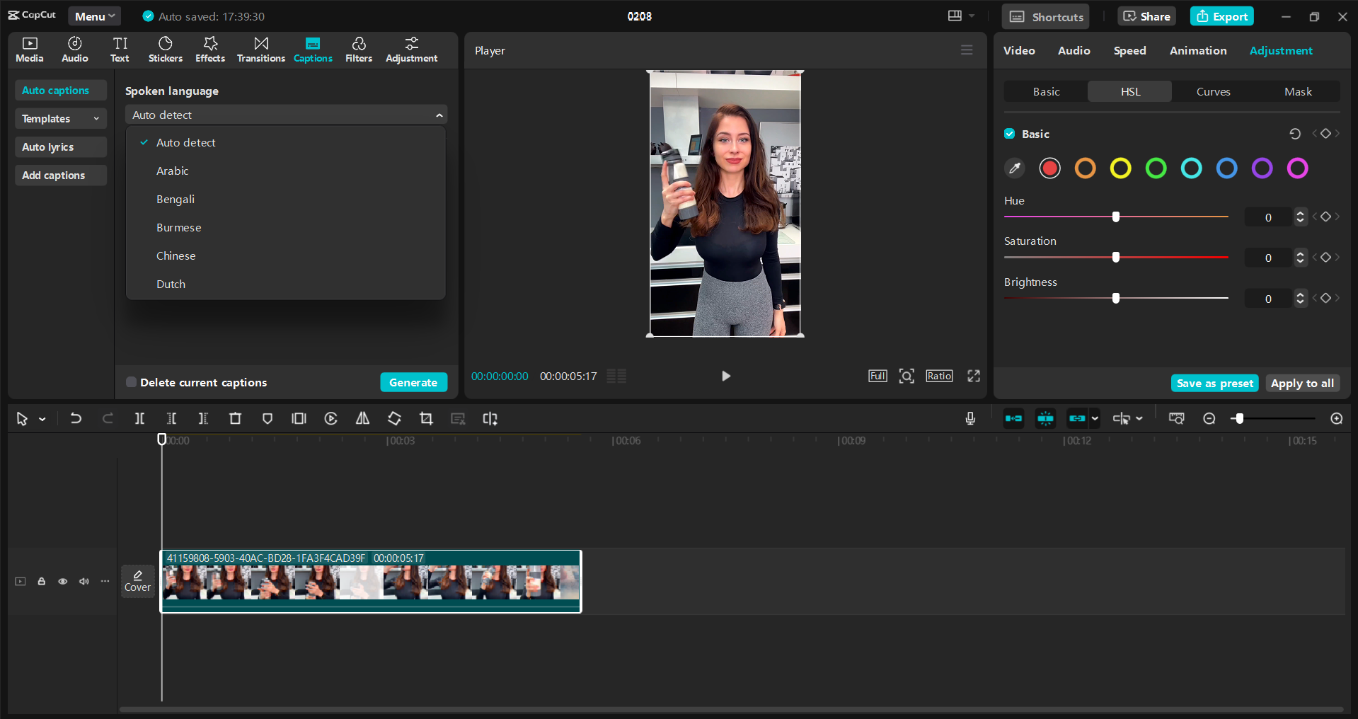 Antarmuka editor video desktop CapCut - cara mudah untuk membuat gulungan Instagram yang keren