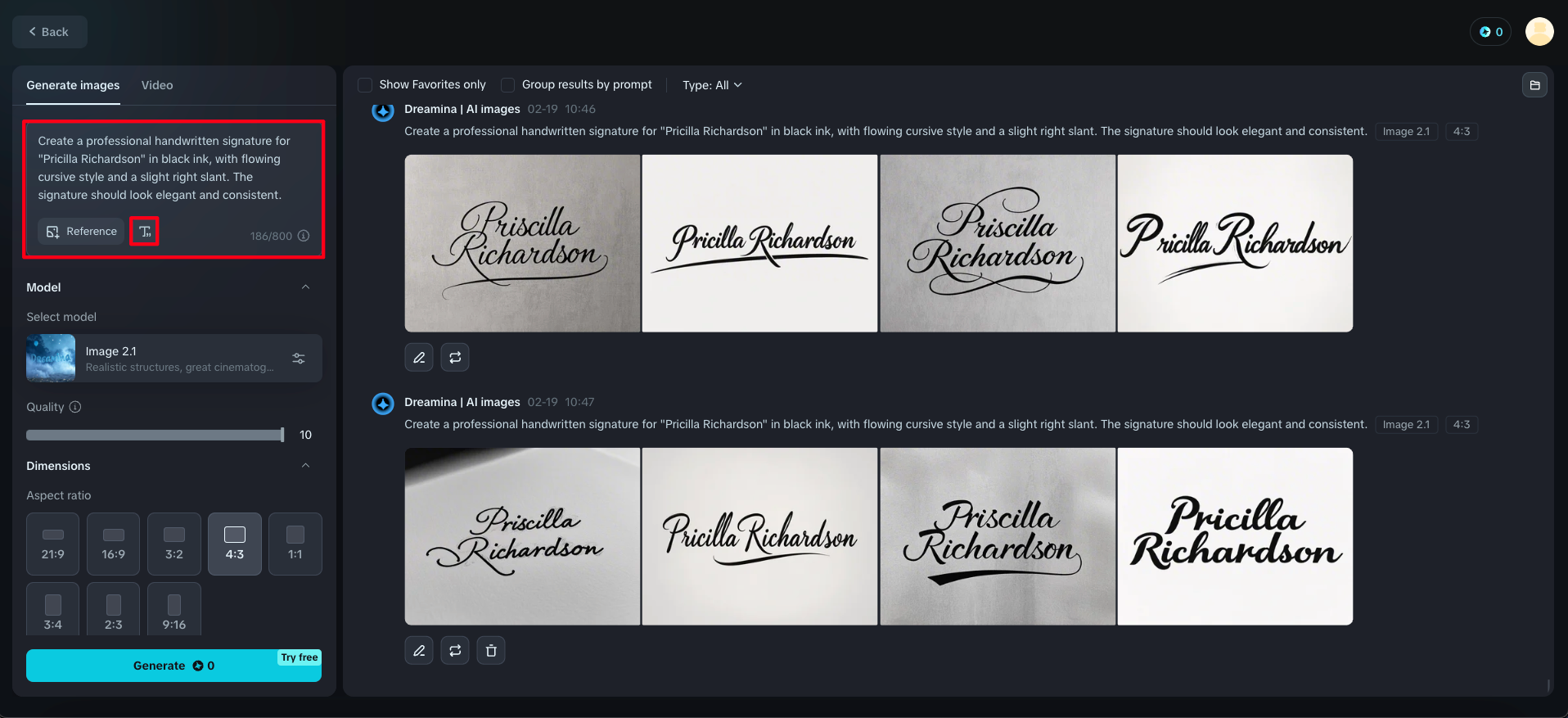 Free fake handwritten signature generator
