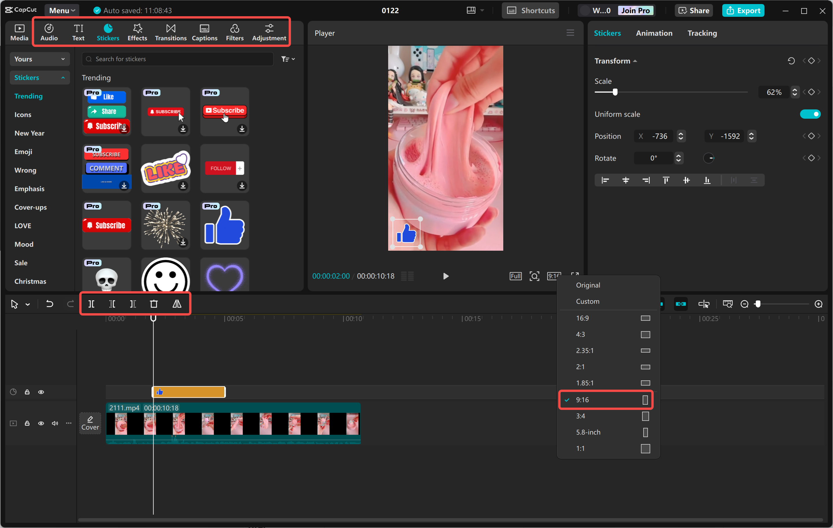 Bearbeiten des Videos im CapCut Desktop-Video-Editor