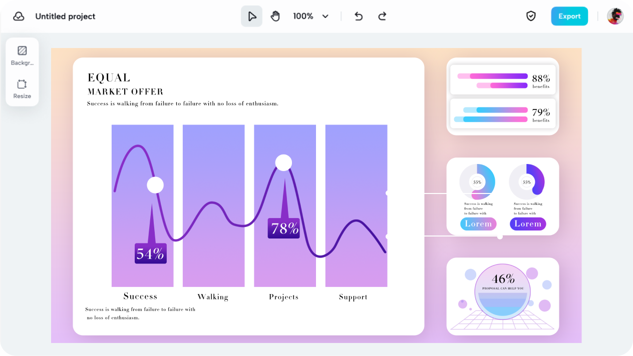 Navigate through the platform and arrange elements losslessly