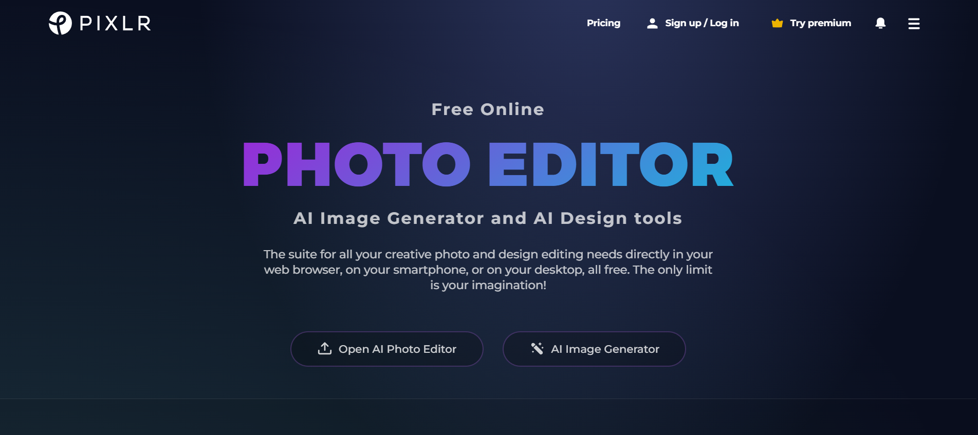 Pixlr homepage