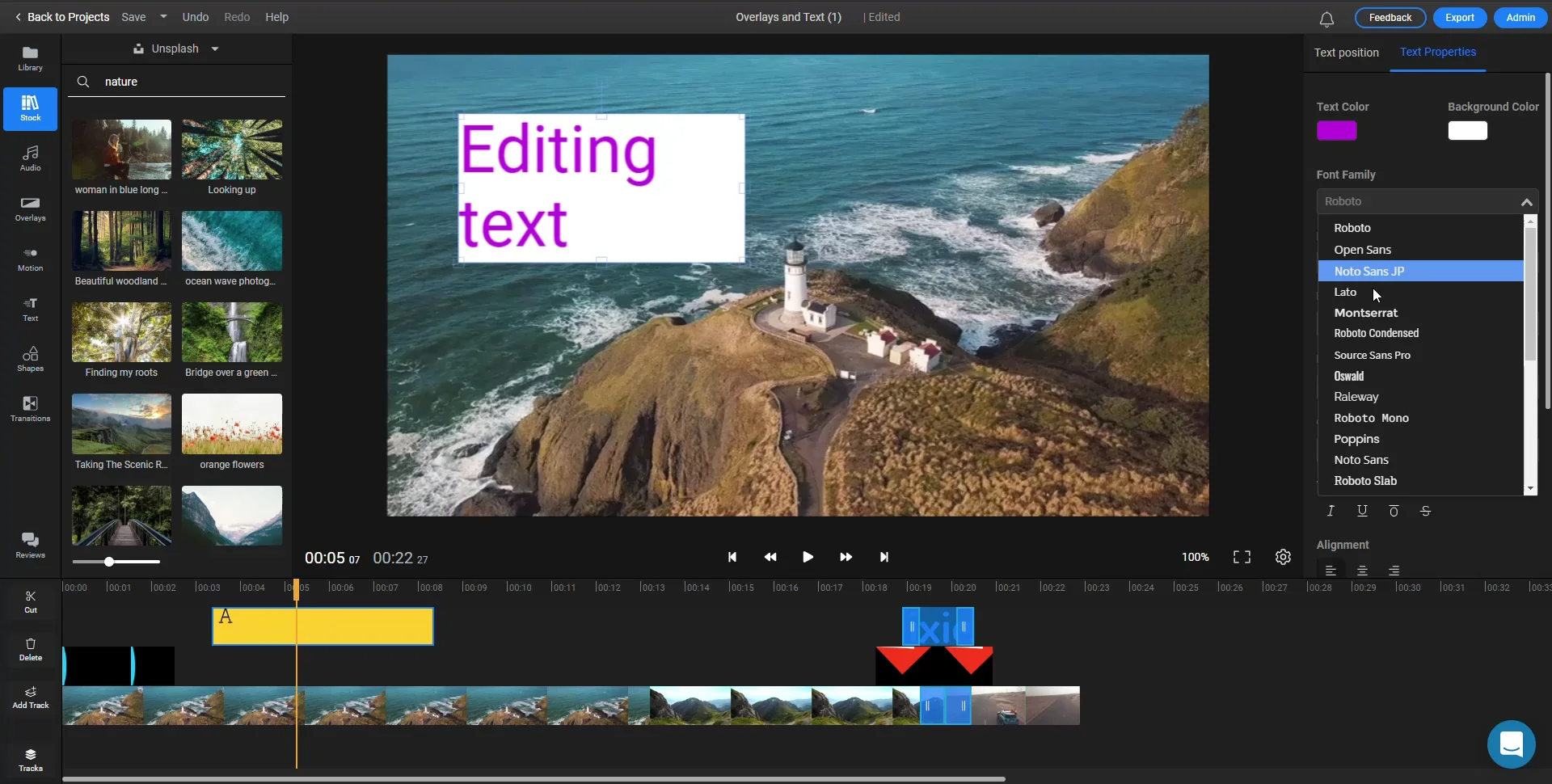 Interfaccia di Flixier - lo strumento affidabile per la scrittura di testo sui video