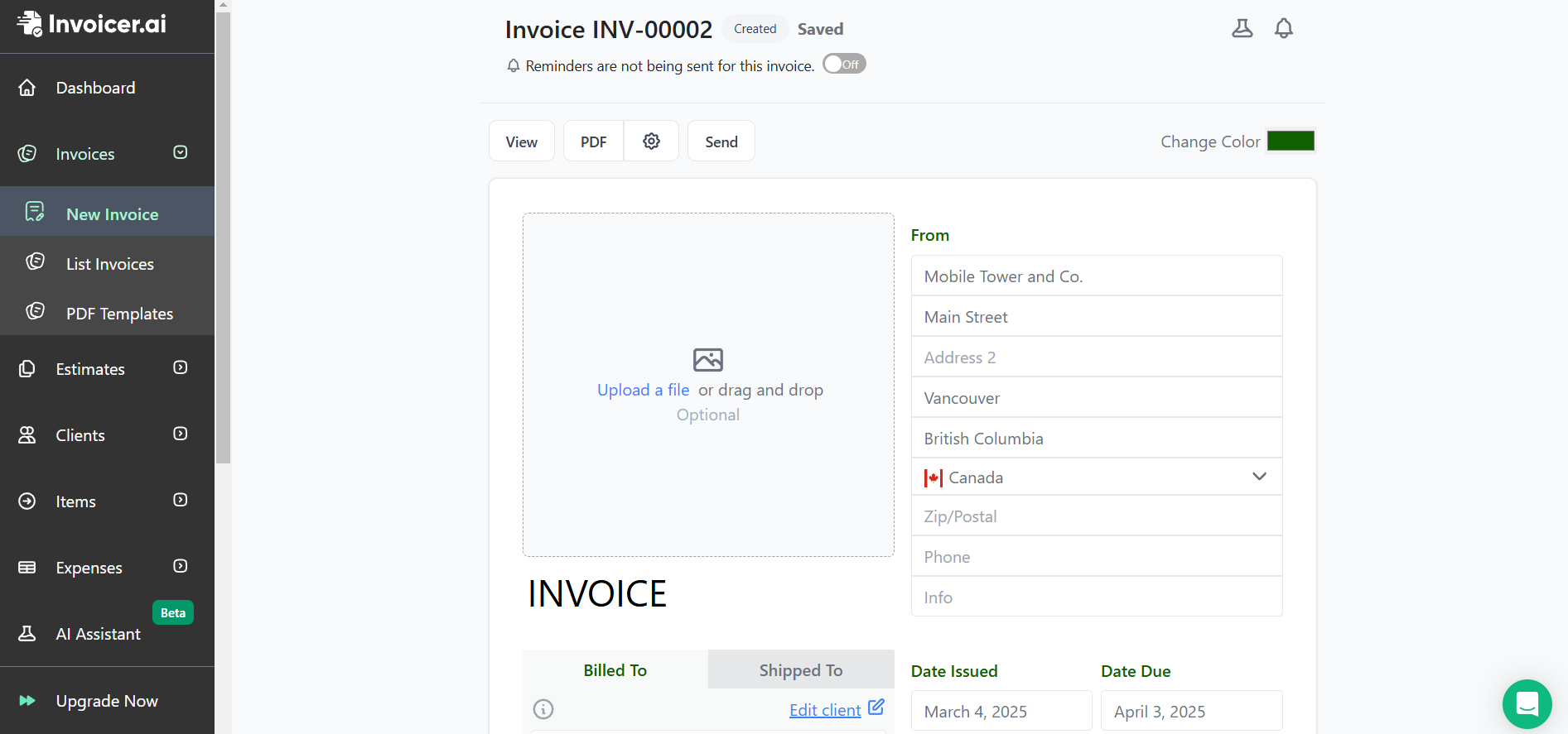 Invoicer.ai - A mobile bill generator