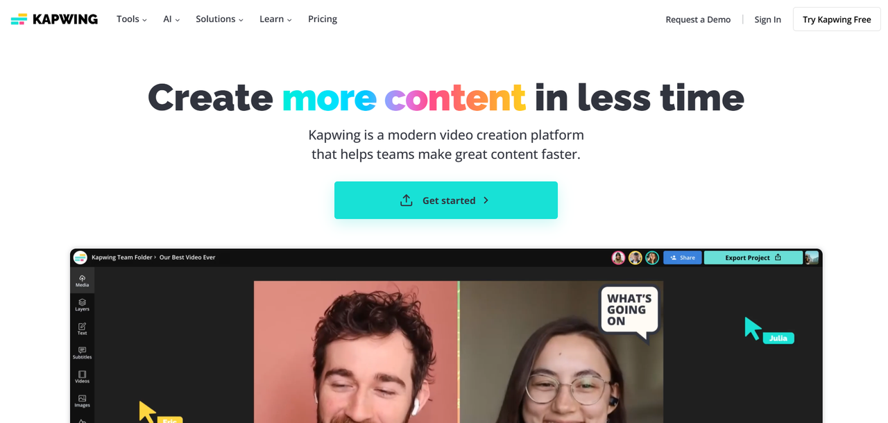 Kapwing homepage