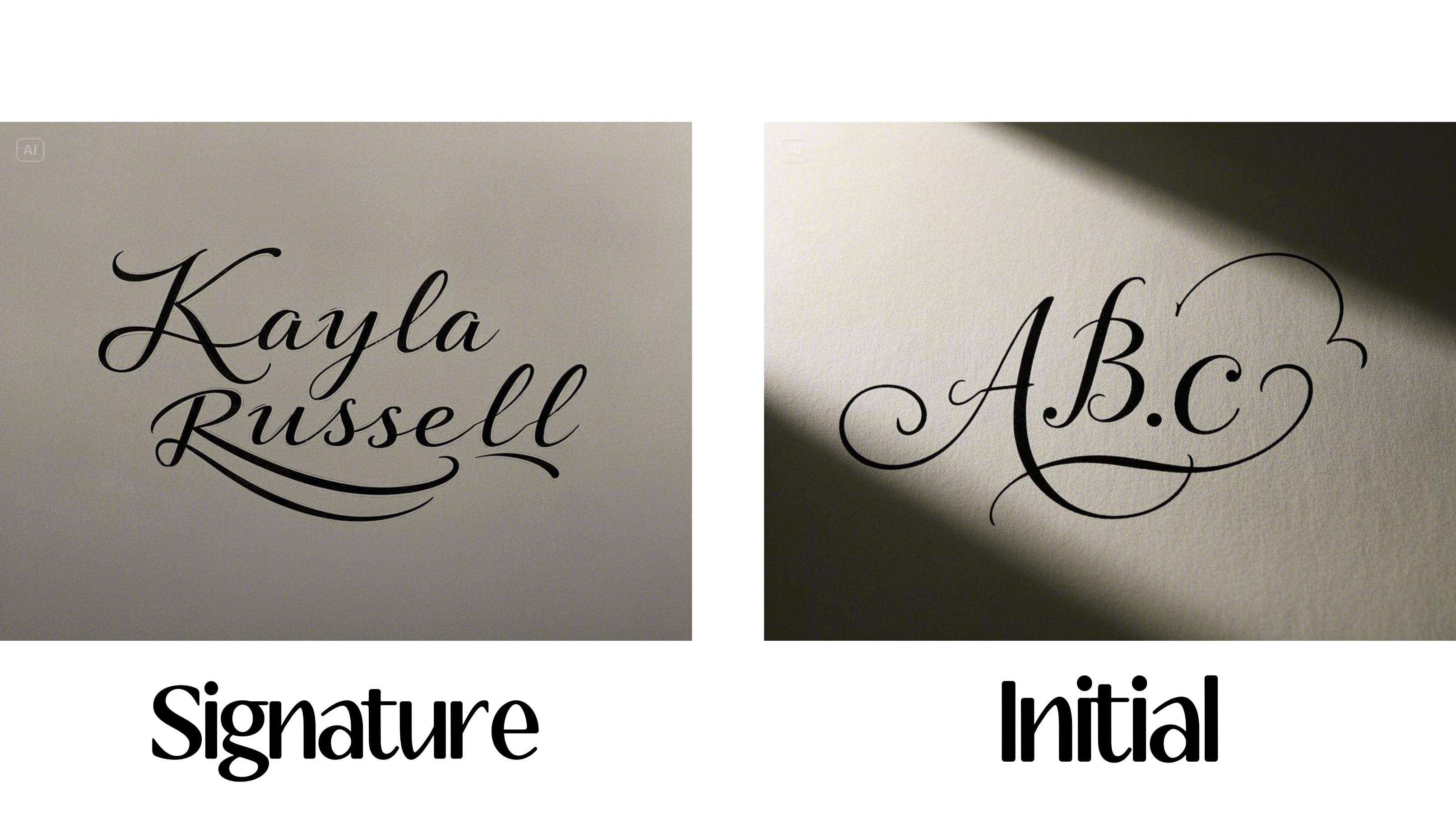 Initialen Signaturunterschiede