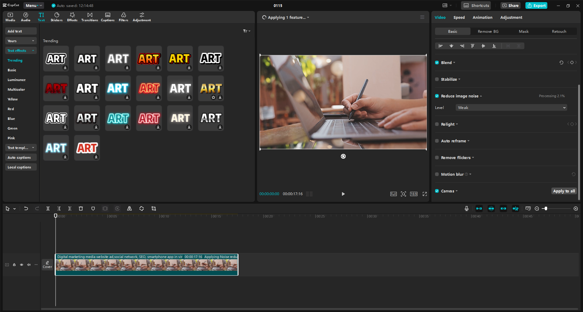 Interface do editor de vídeo para desktop CapCut - a melhor maneira de editar vídeos para aumentar o engajamento
