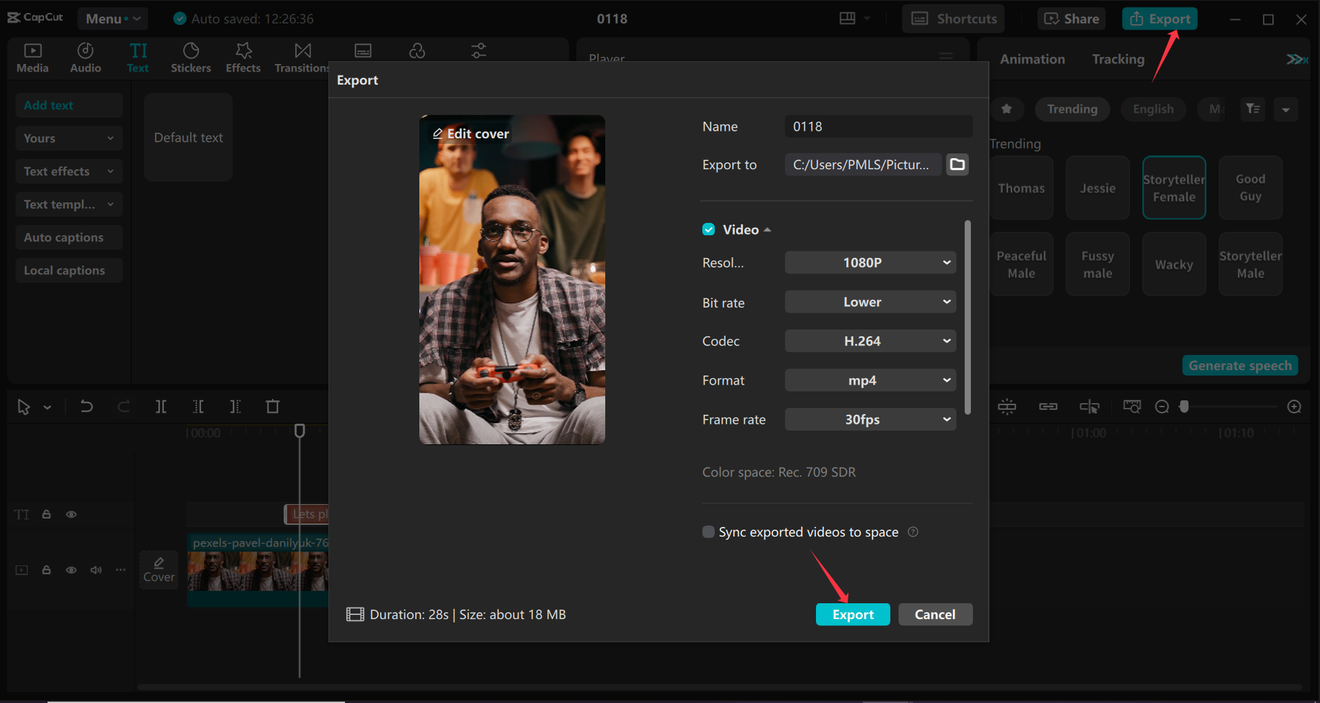 Mengekspor video dari editor video desktop CapCut