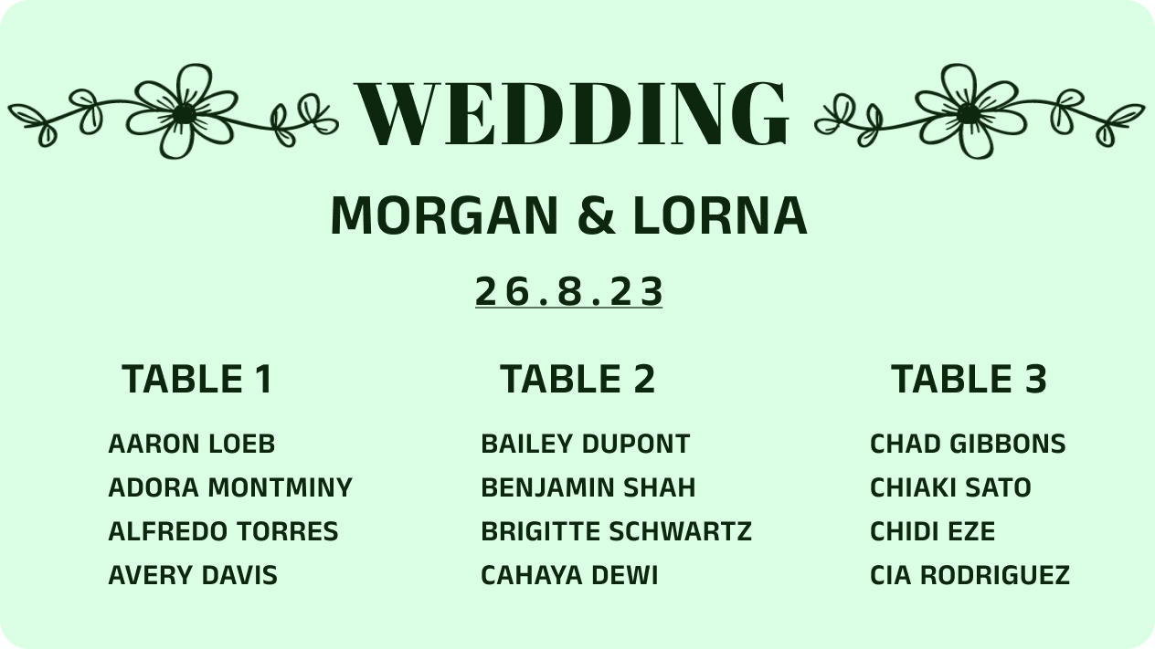 Wedding seating chart maker