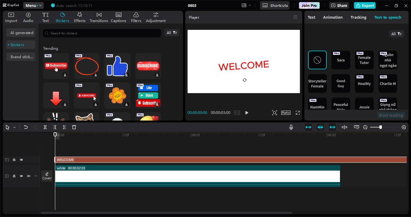 Interface de desktop CapCut