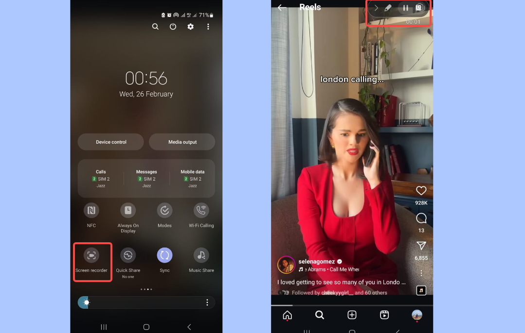 Unduh Reels dengan merekam di Android