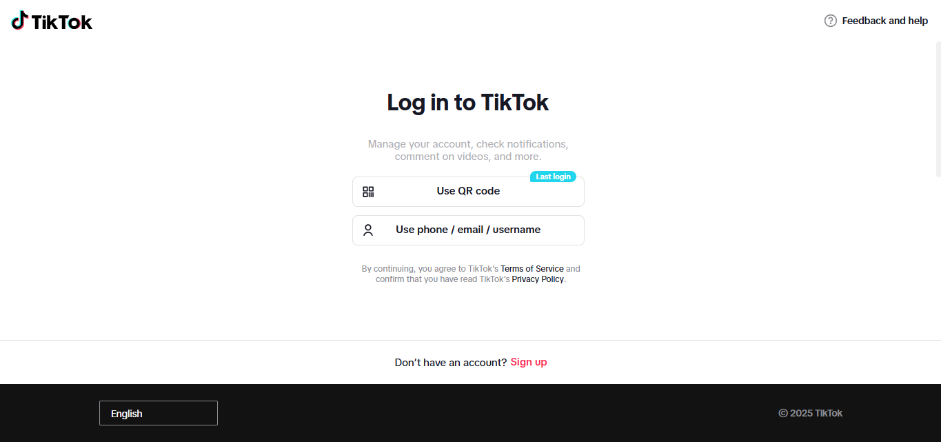 Apertura delle analisi di TikTok sul desktop