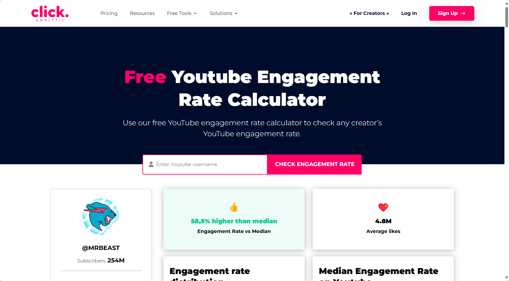 Klik Analisis kalkulator tingkat interaksi YouTube