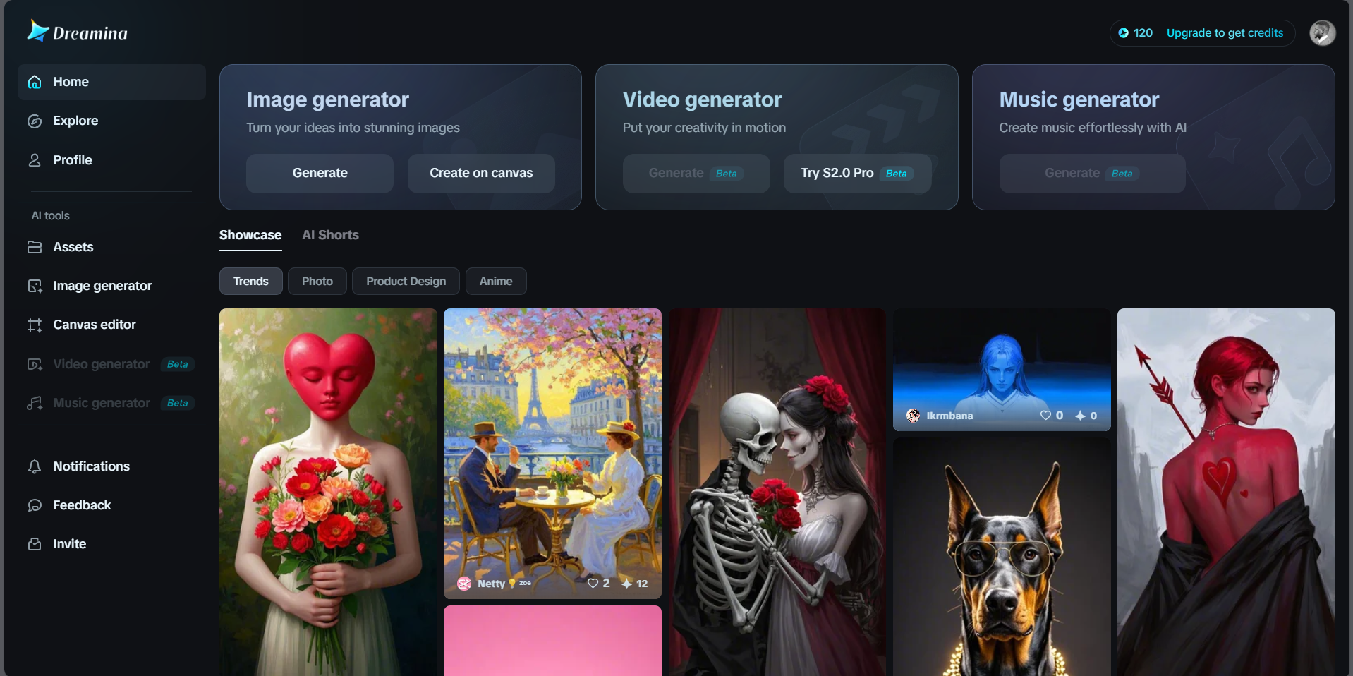 Dreamina interface