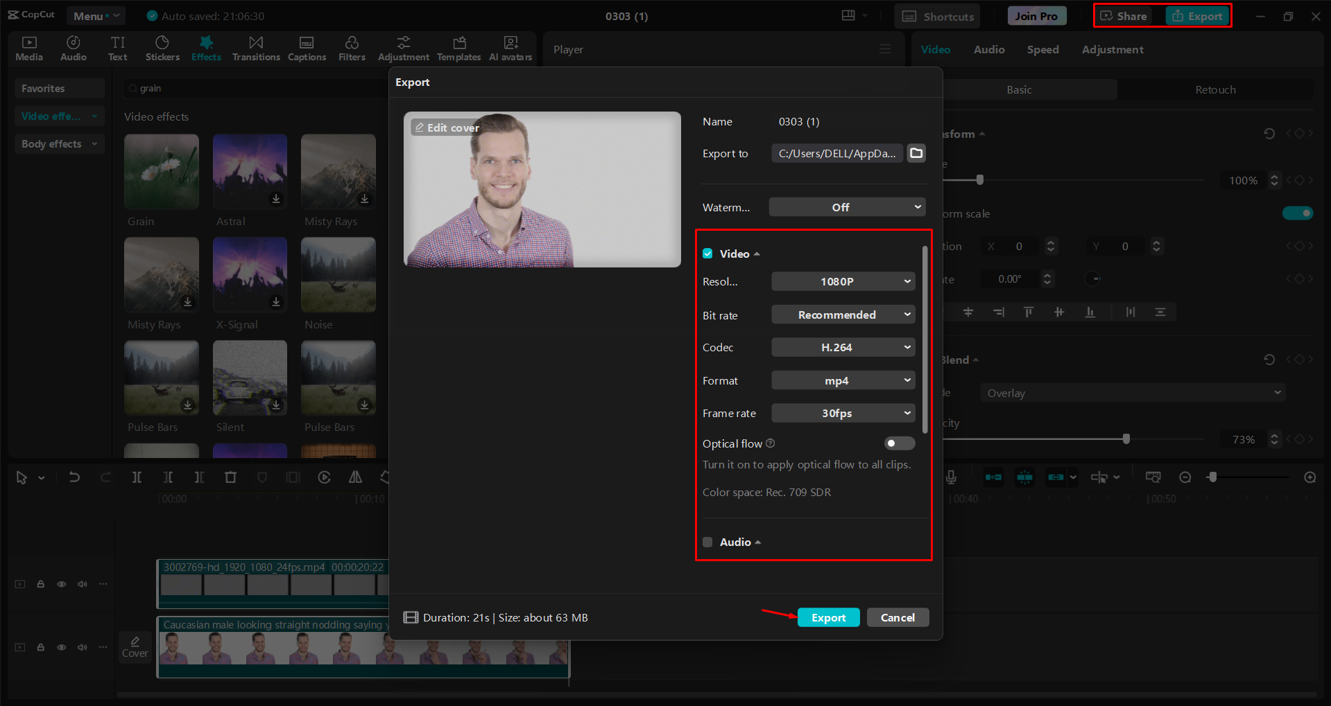 Mengekspor video dari editor video desktop CapCut