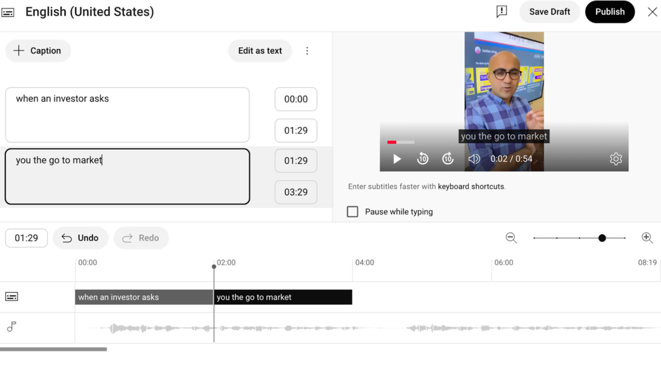 Hình ảnh hiển thị cách chỉnh sửa và điều chỉnh chú thích trong YouTube Studio
