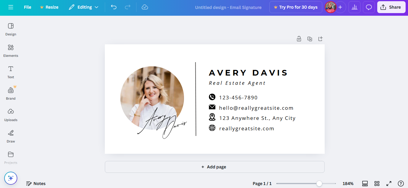 Faça assinatura gratuita de e-mail com o Canva