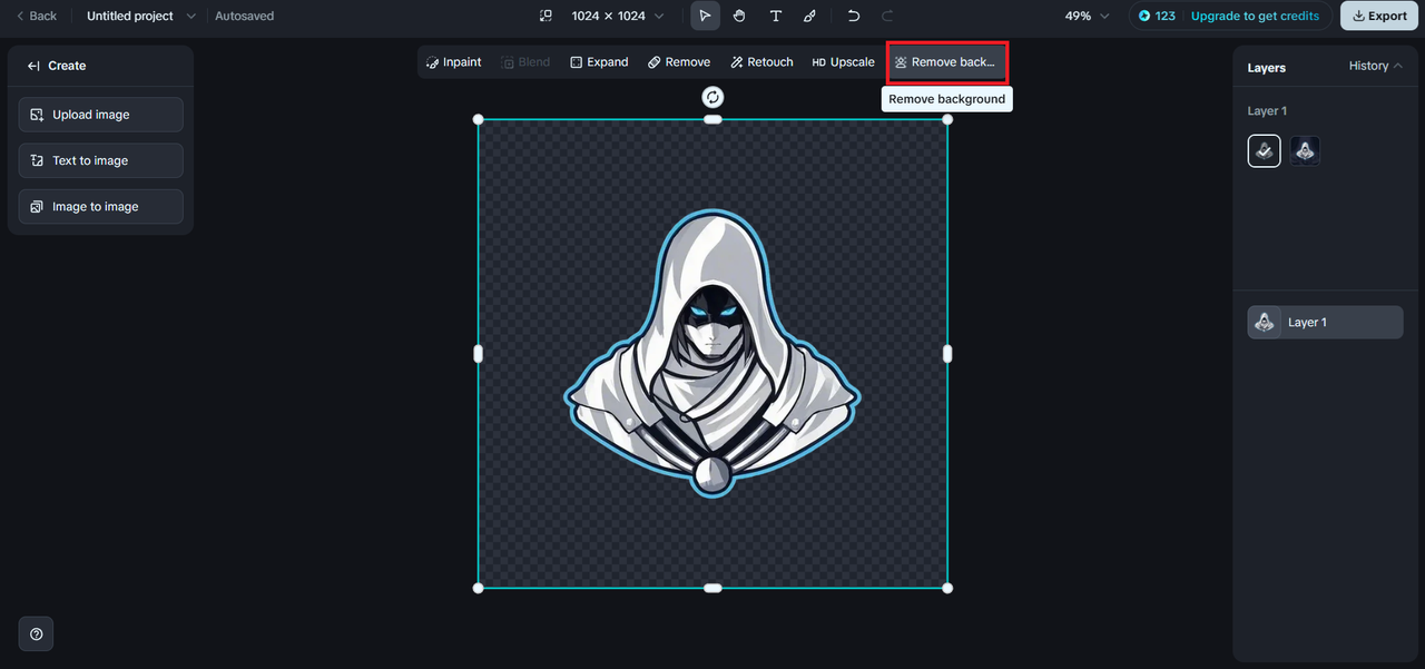 Background remove feature