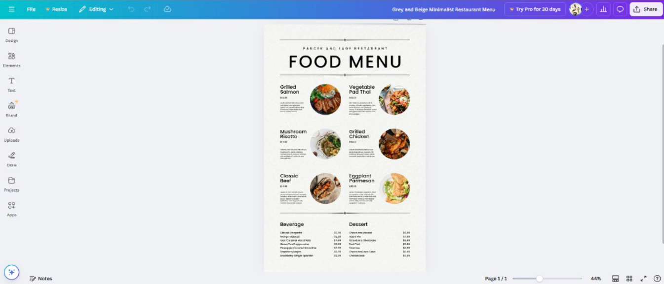 Cómo hacer un menú de comida