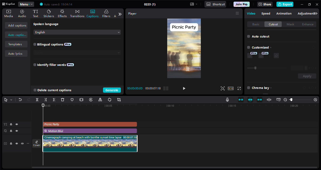 Interfaccia di modifica dell' CapCut editor video desktop: uno strumento perfetto per creare straordinari video TikTok