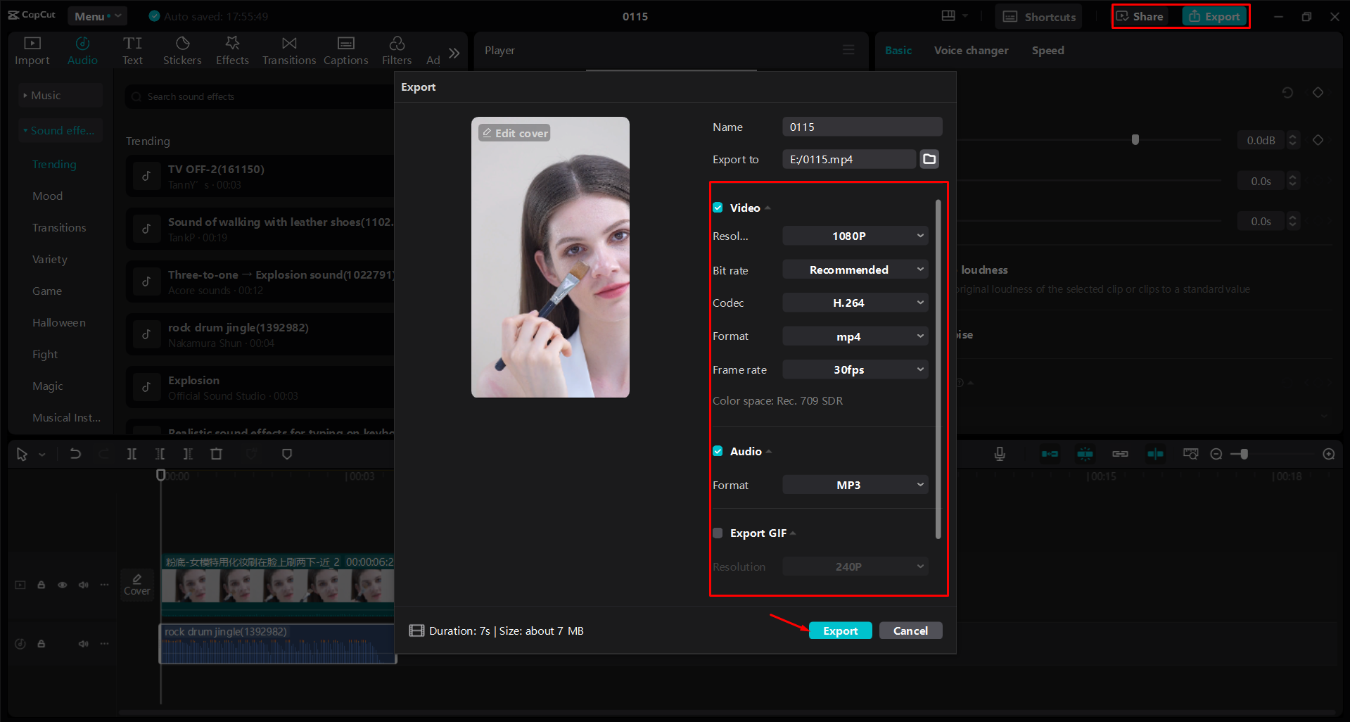 Exporting a video from the CapCut desktop video editor