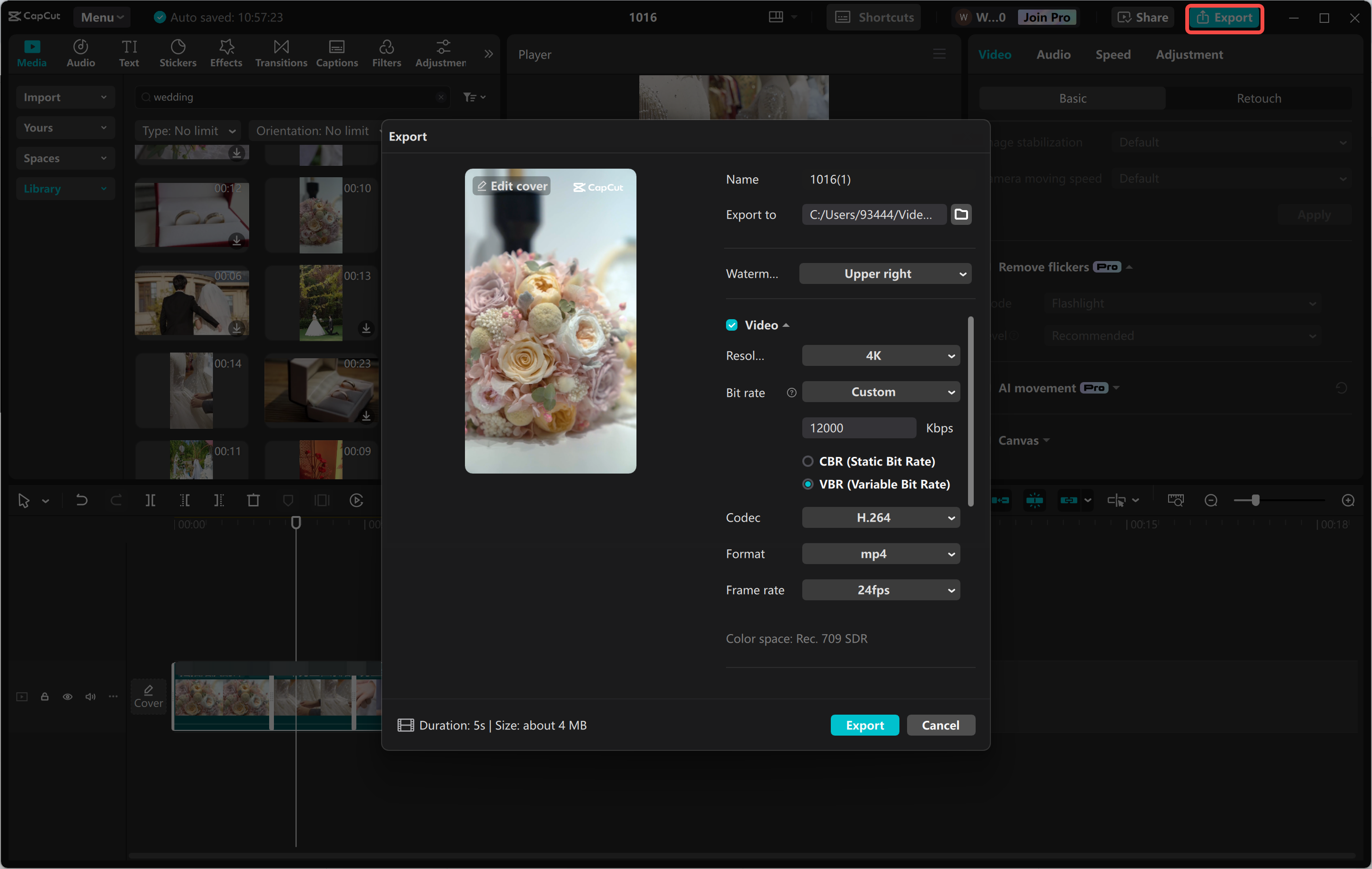 Exportar un video desde el CapCut editor de video de escritorio