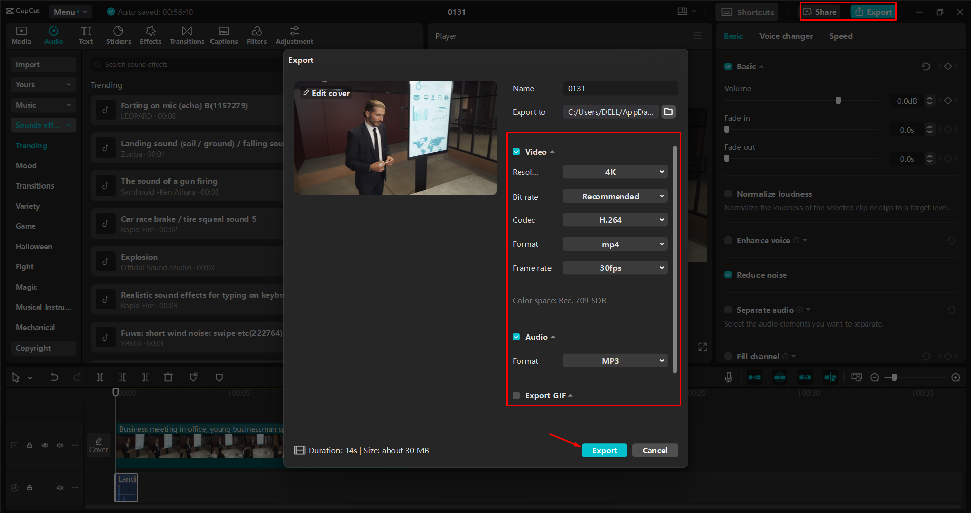 Een bewerkte video exporteren vanuit de CapCut desktop video-editor