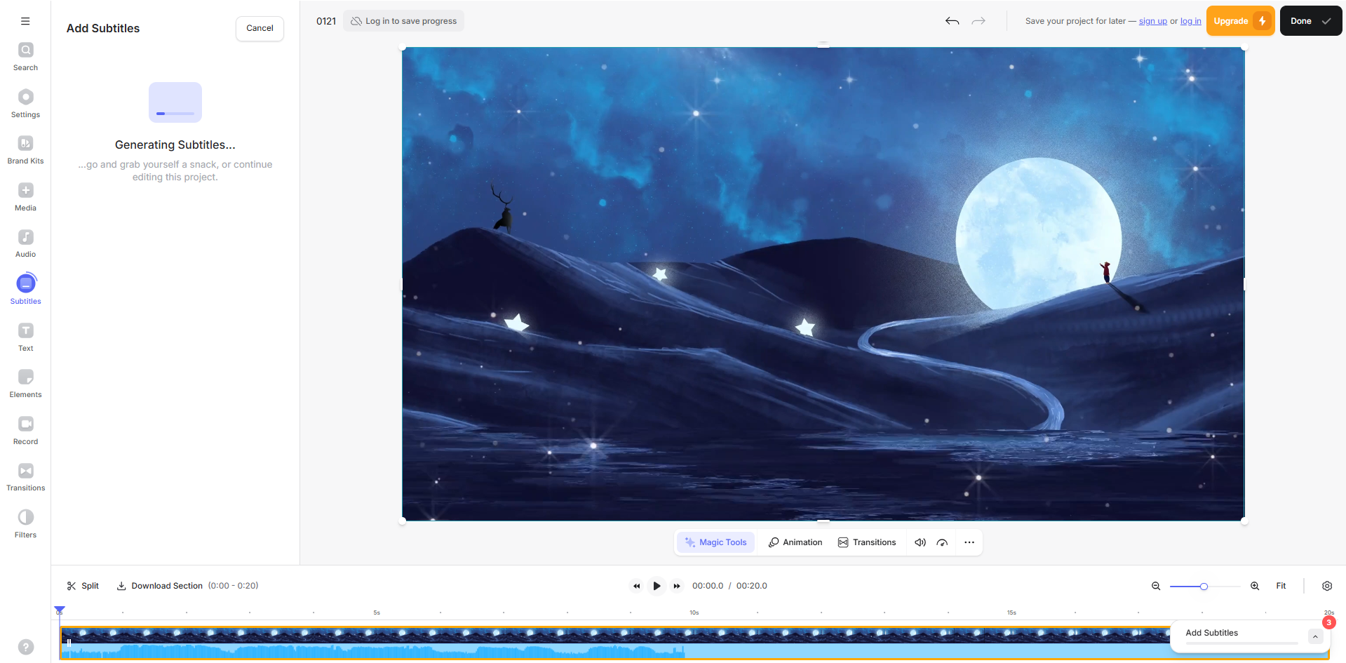Menghasilkan dan mengunduh subtitle bahasa Mandarin dari Veed IO