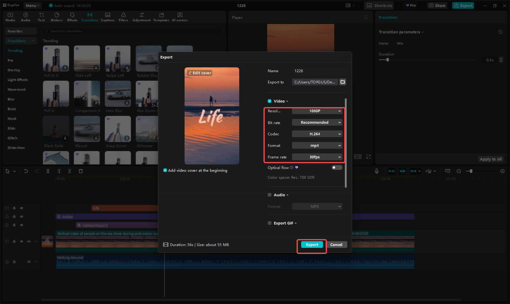 Export your Reel