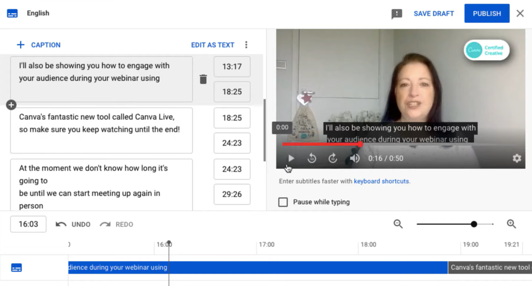 Chỉnh sửa và xuất bản chú thích trong YouTube Studio