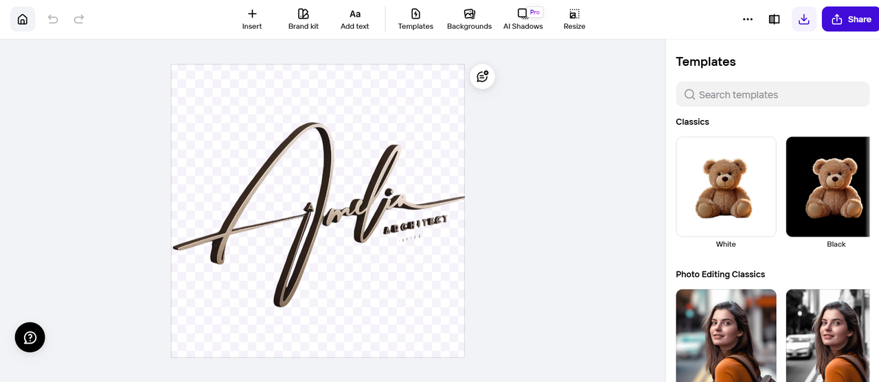 Crea una firma png transparente con