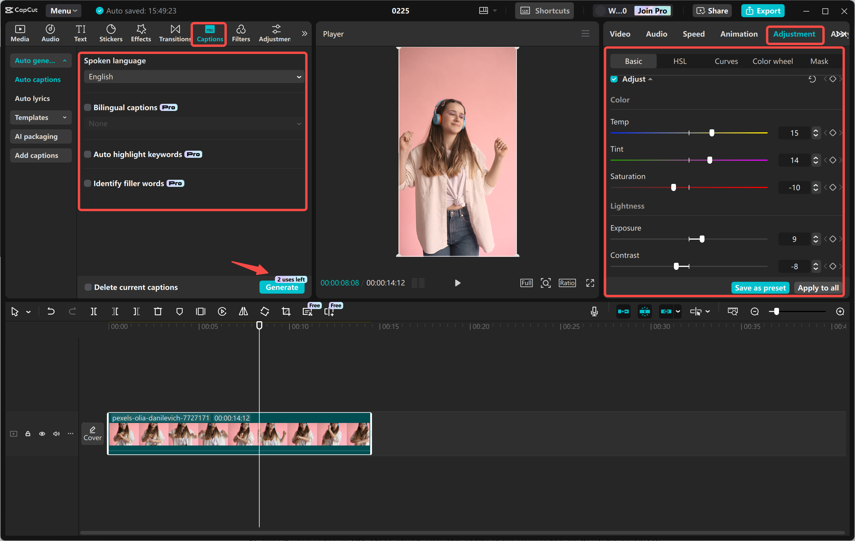 Facebook Reel verbeteren met behulp van verschillende tools in de CapCut desktop video-editor