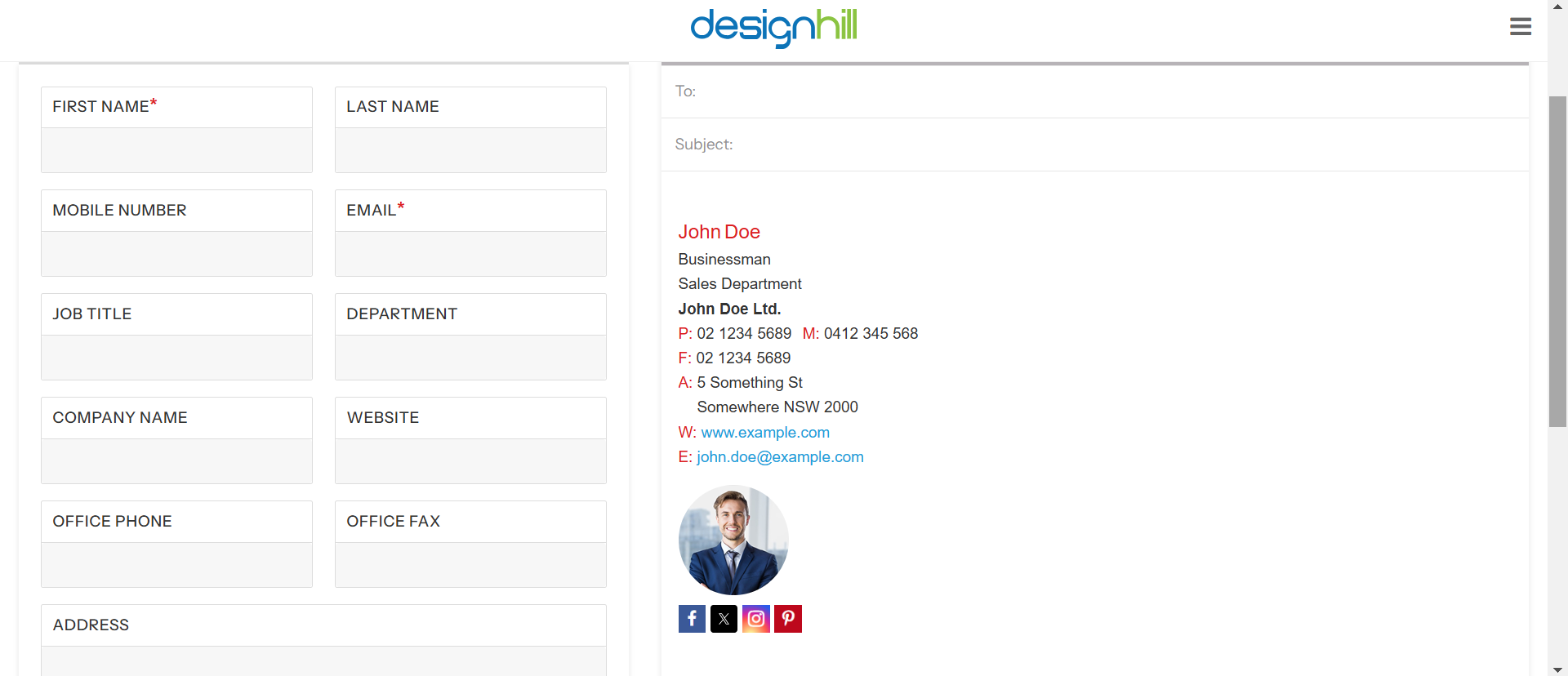 Trabalhos Designhill company email assinatura design interface: