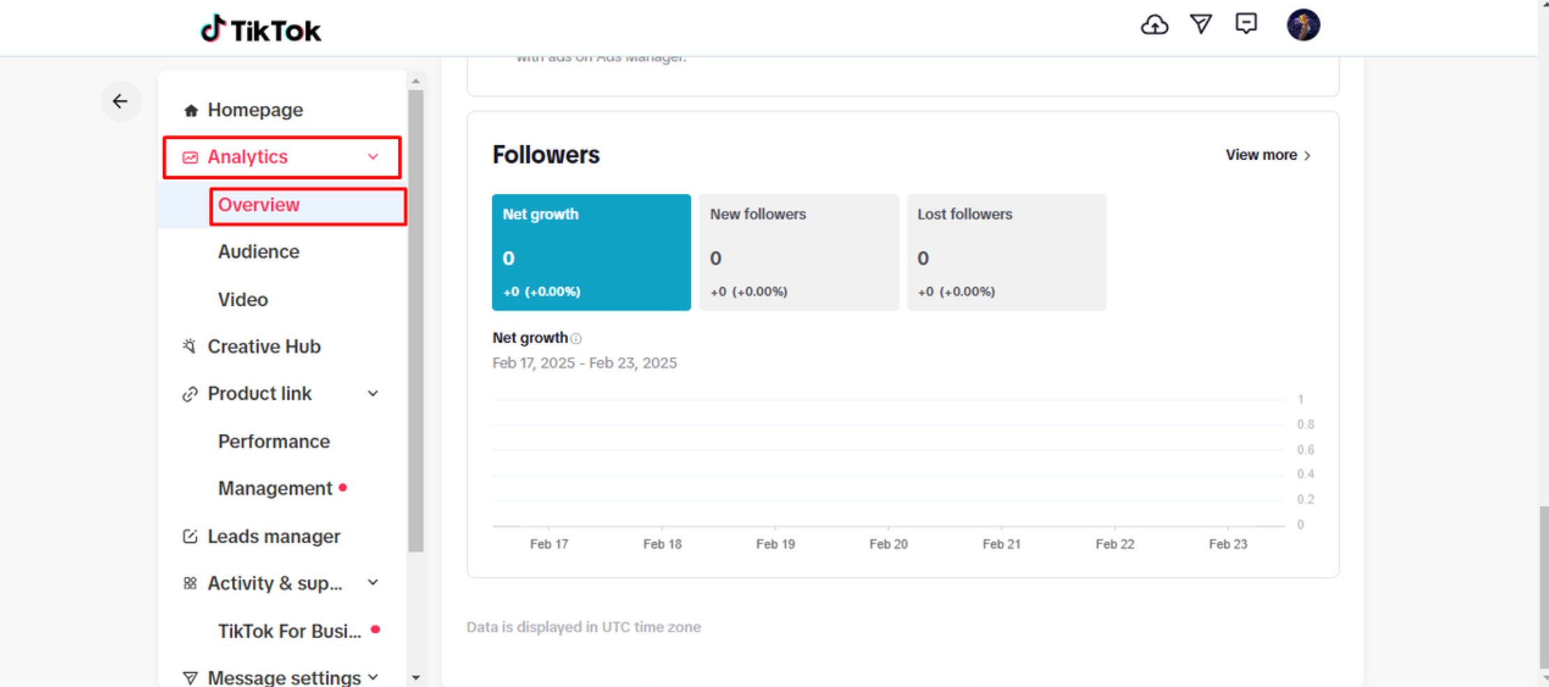 Immagine che mostra l'analisi dei follower di TikTok sul desktop
