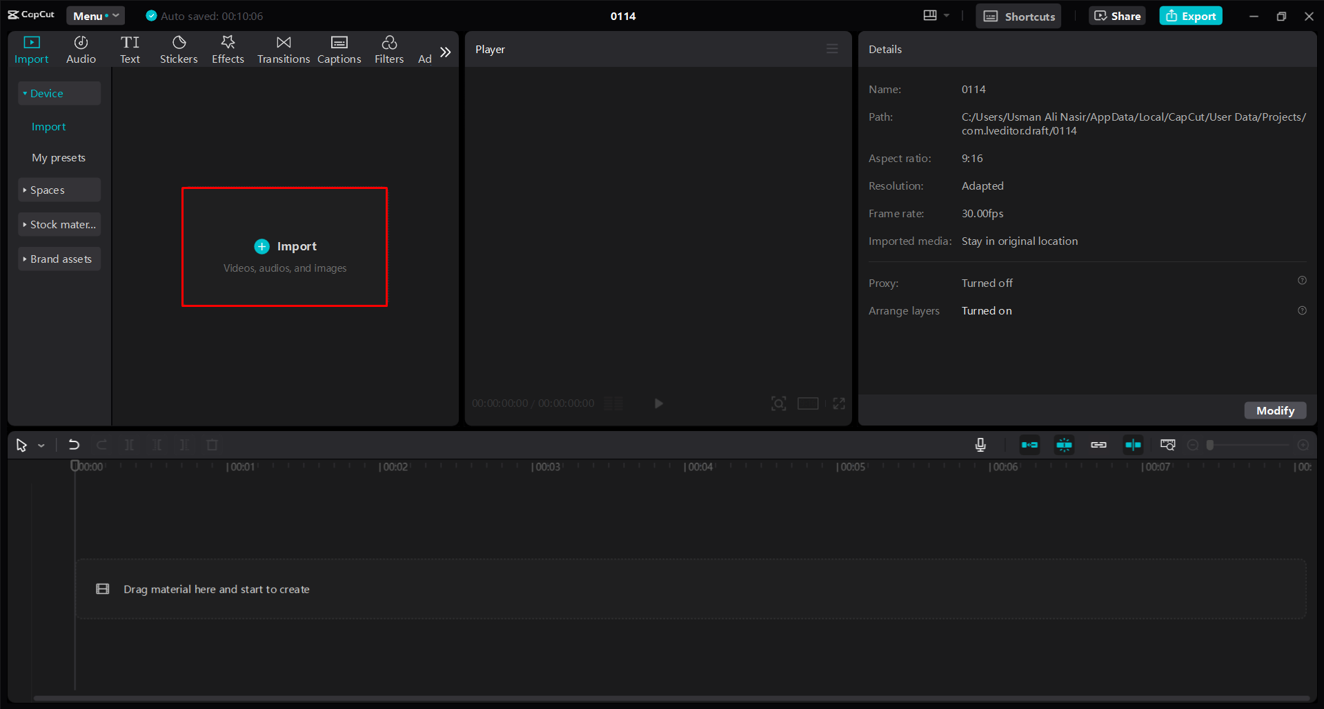 Een video importeren in de CapCut desktop video-editor