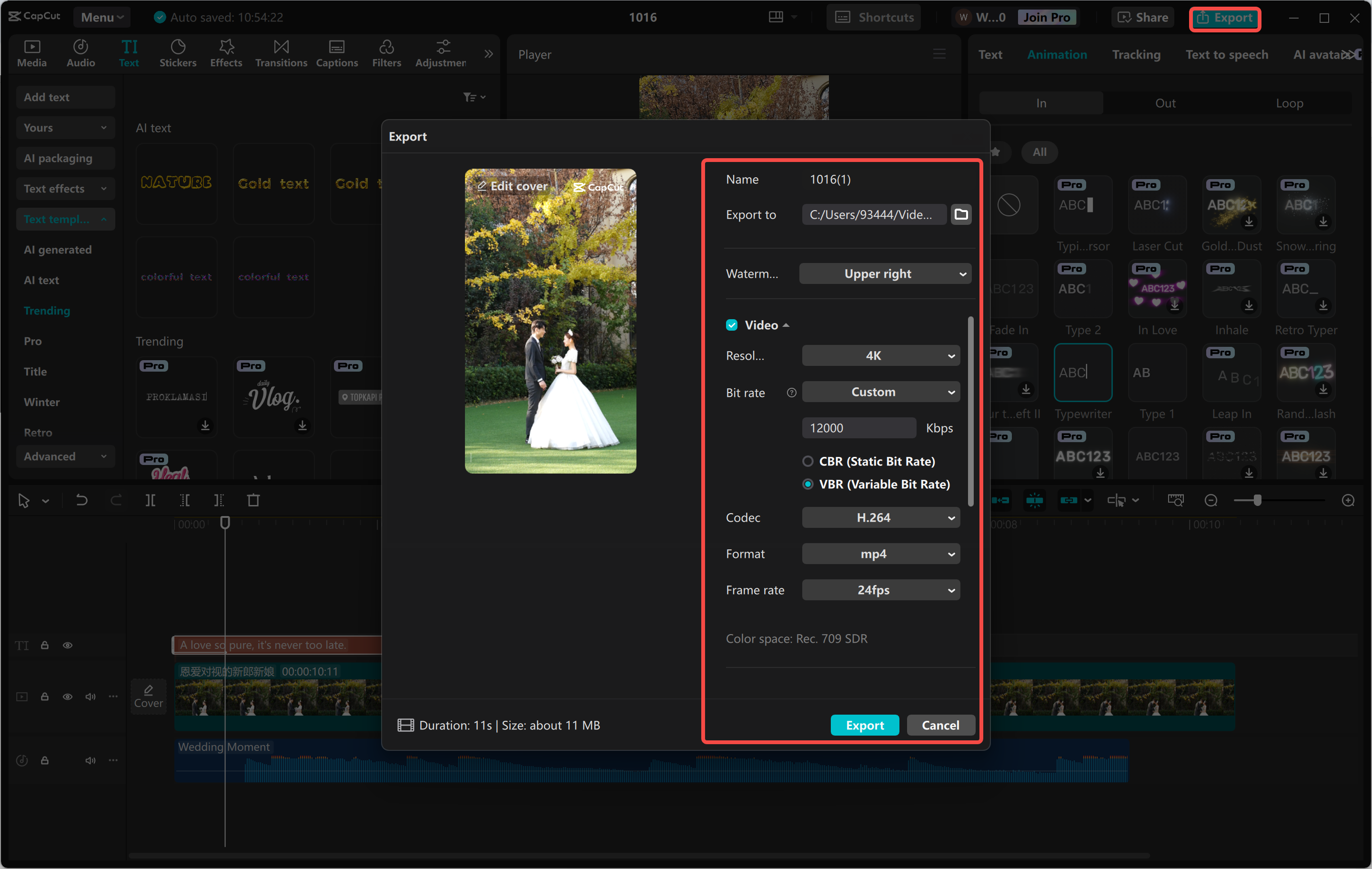 Exportar o vídeo após a edição do editor de vídeo para desktop CapCut