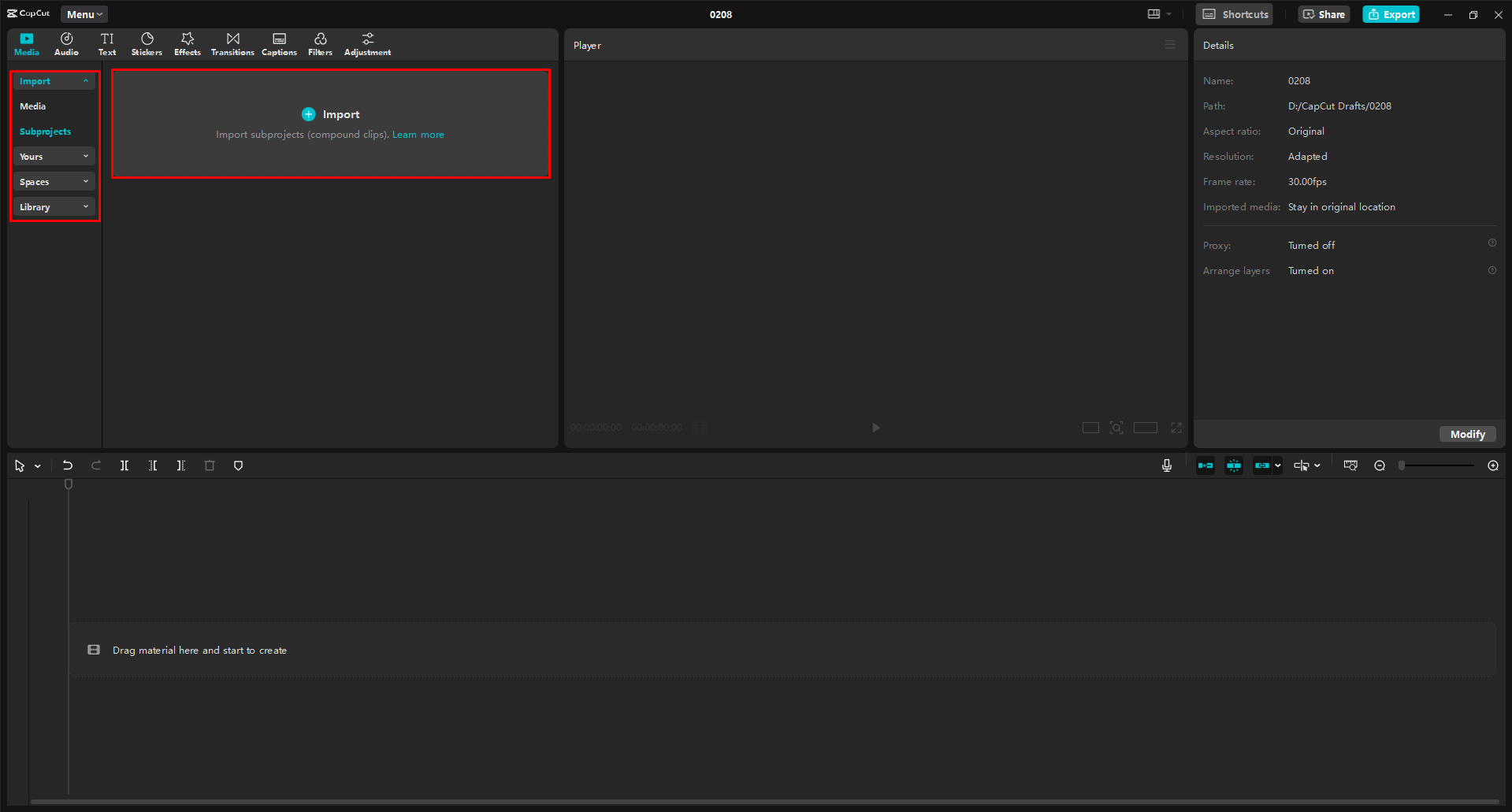 Importar fotos en el CapCut editor de video de escritorio