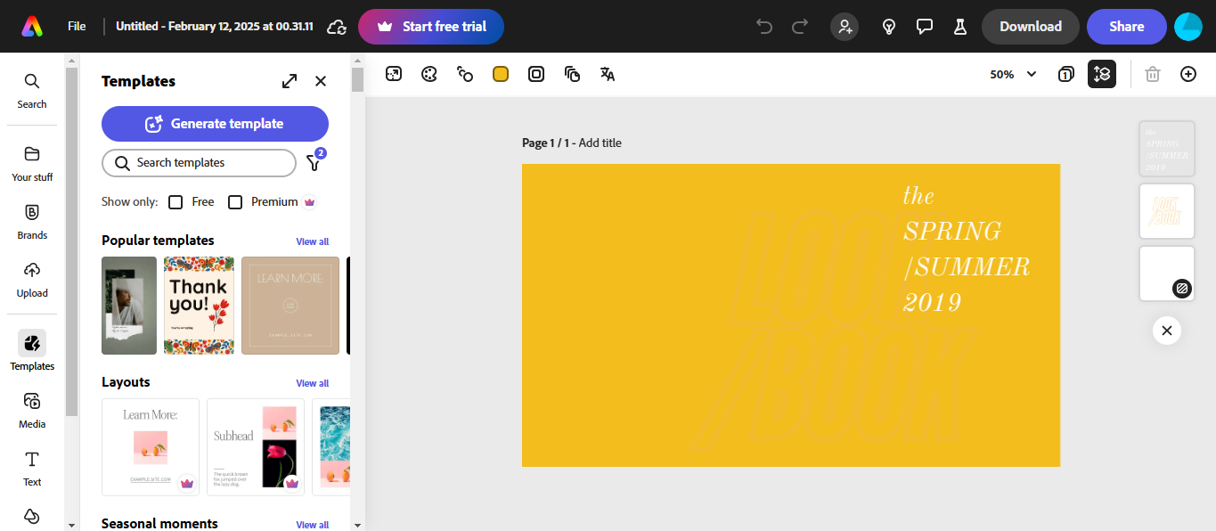 Make a YouTube header at Adobe Express