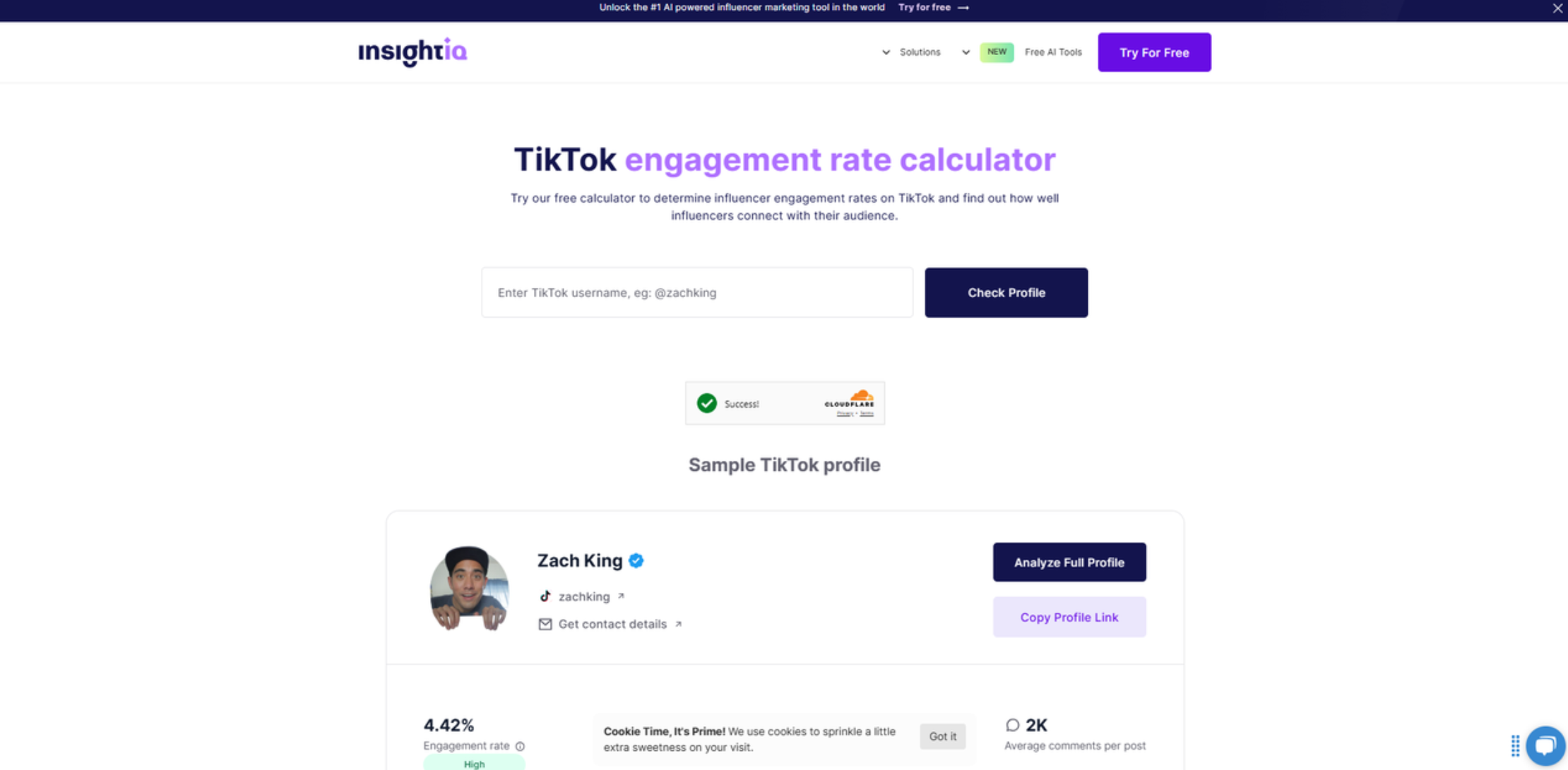 Interface do InsightIQ - a ferramenta perfeita para visualizar análises do TikTok