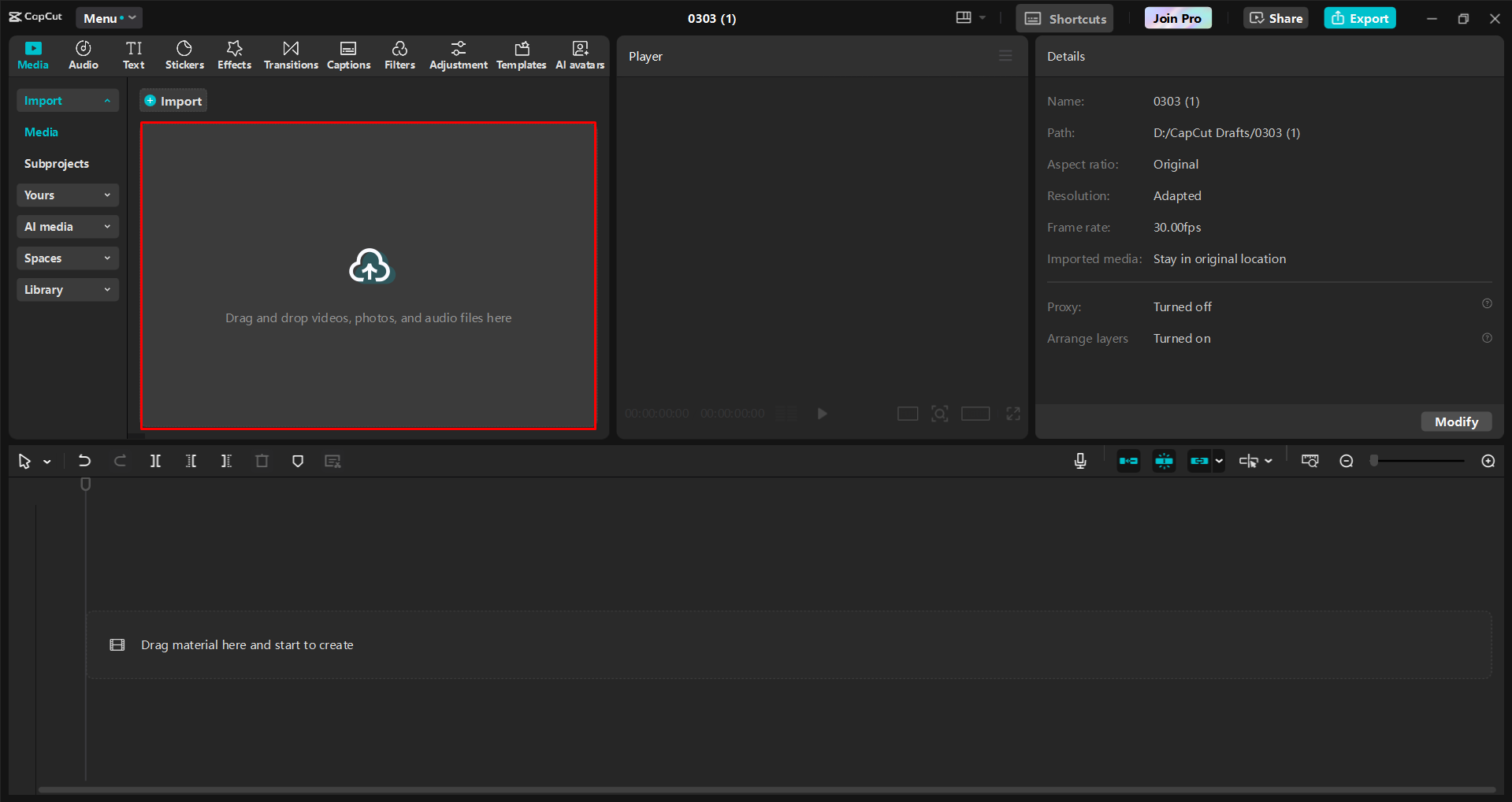 Importar un video al CapCut editor de video de escritorio