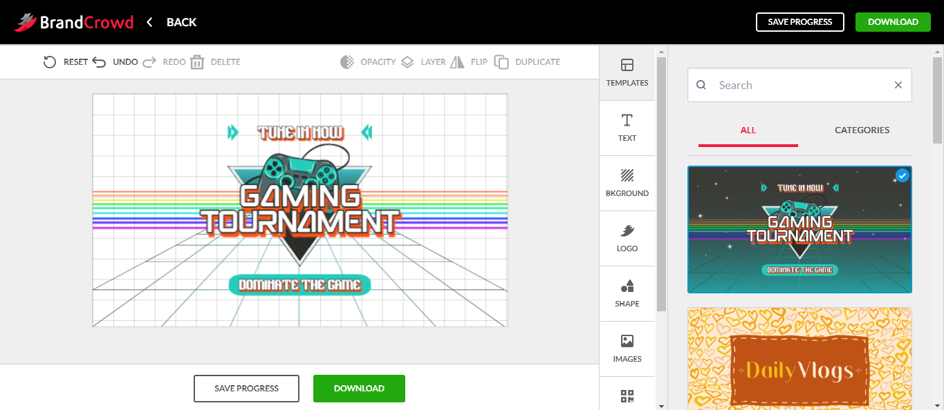 Make a YouTube header at BrandCrowd