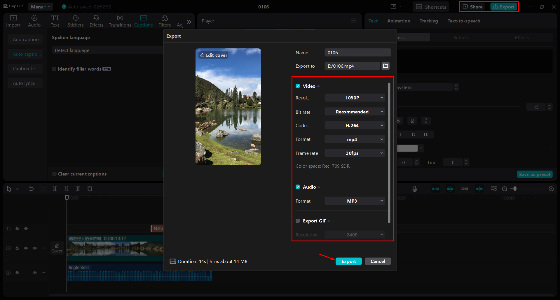 Exportieren eines Videos aus dem CapCut Desktop-Video-Editor