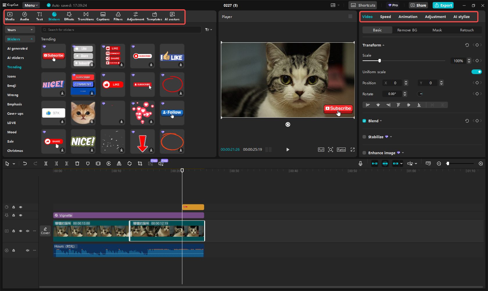 Sunting videonya