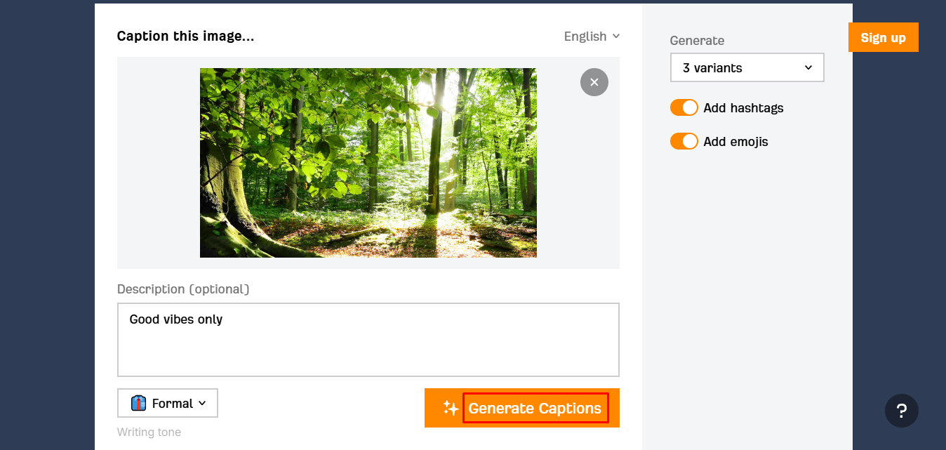 Interface of Ahrefs  - a reliable Instagram caption generator