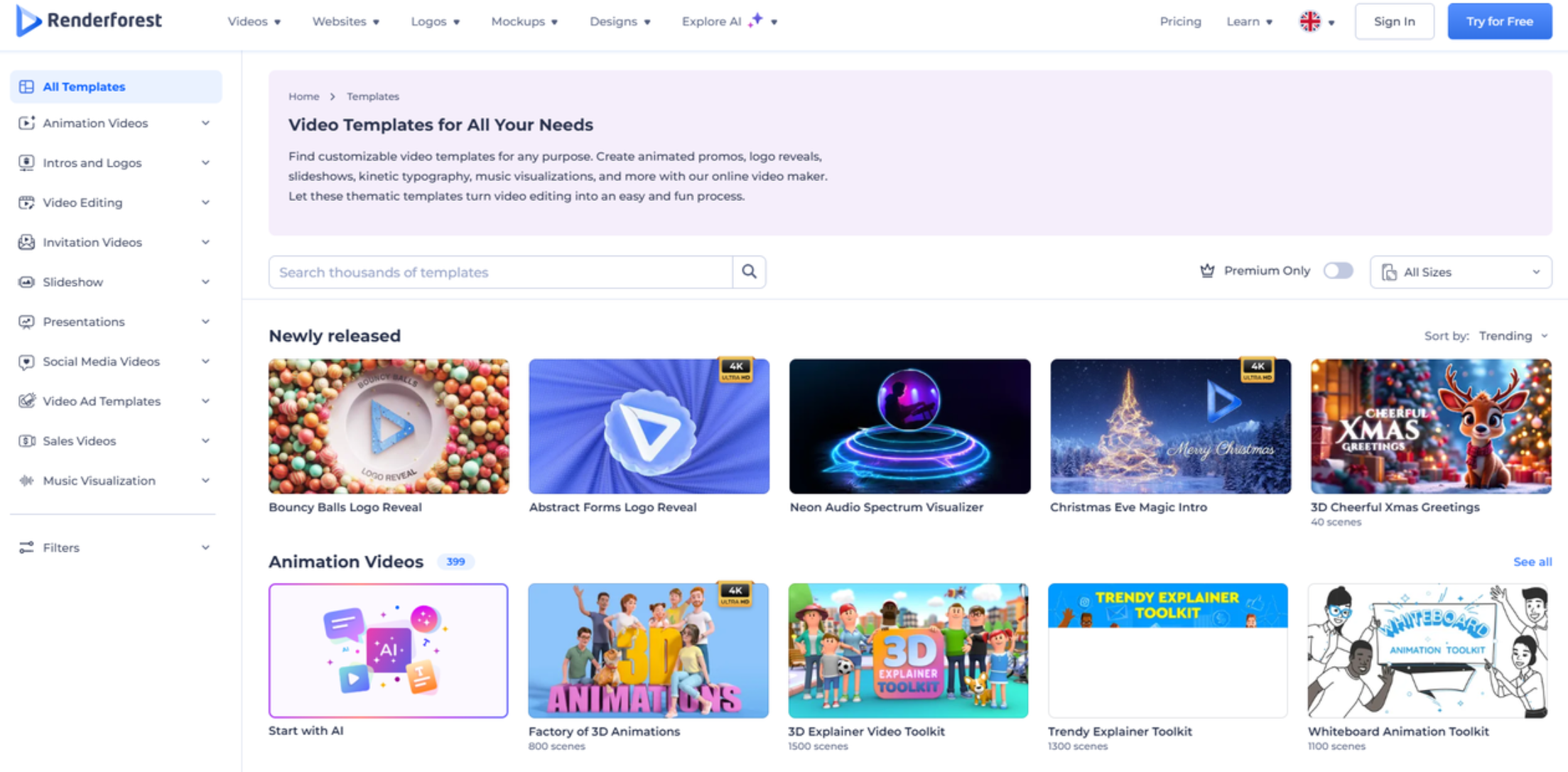 Interfaz de RenderFot: la fuente perfecta para la creación de videos promocionales