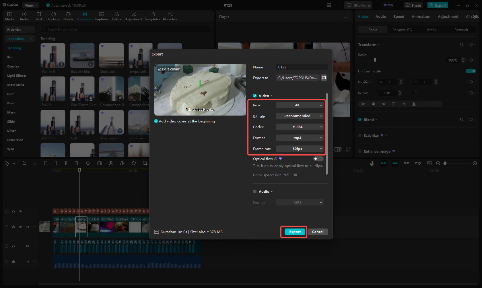 Export and share to YouTube